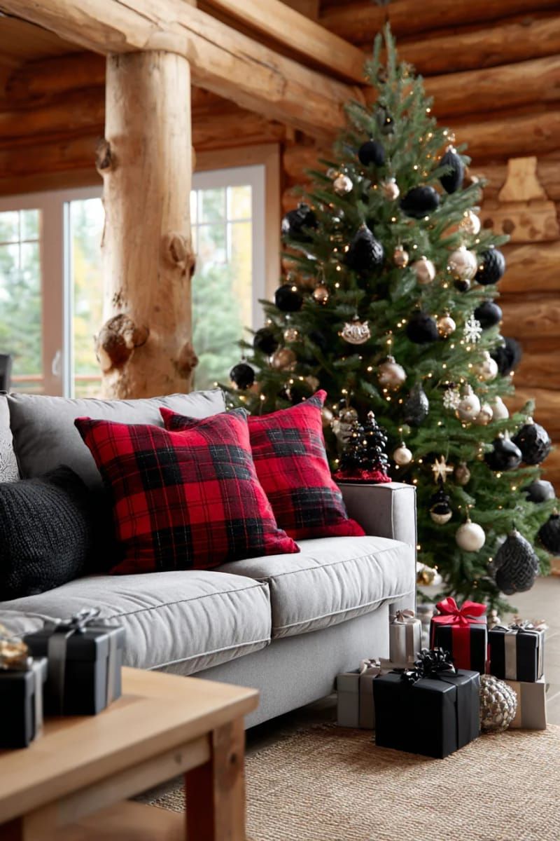 matte black ornaments with champagne gold accents for a modern festive vibe 1
