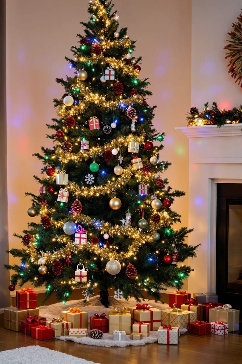 miniature wrapped presents as tree ornaments for playful holiday spirit 1