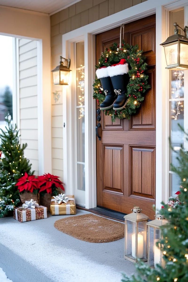 santa’s boots peeking out from the top of the doorframe 1