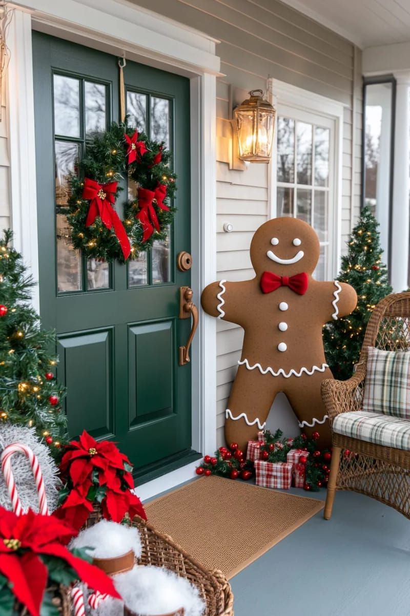 gingerbread man cutout with candy cane border and faux icing details 1