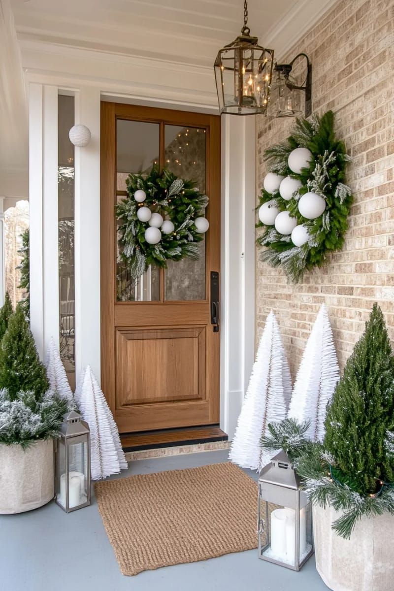 snowball garland and white paper trees for a neutral winter look 1