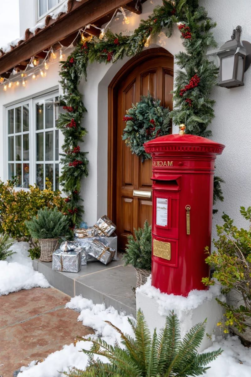 magical mailbox with mini presents and faux snow for whimsical holiday charm 1