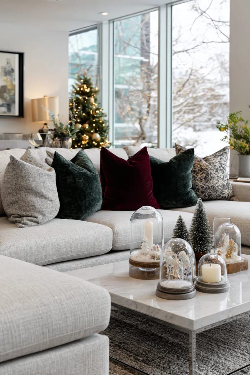 glass cloche domes displaying tiny snowy christmas scenes 1