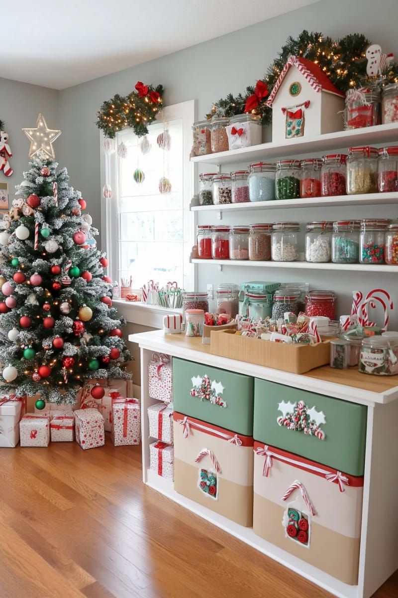 gingerbread house-inspired storage boxes for organizing craft supplies 1