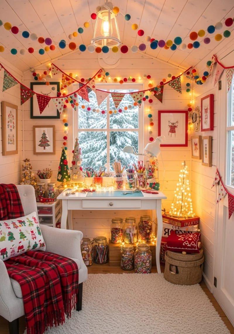 hanging felt ball garlands in rainbow hues for a festive, playful vibe 1