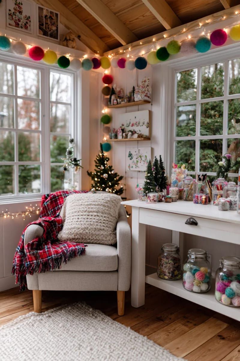 hanging felt ball garlands in rainbow hues for a festive, playful vibe 1