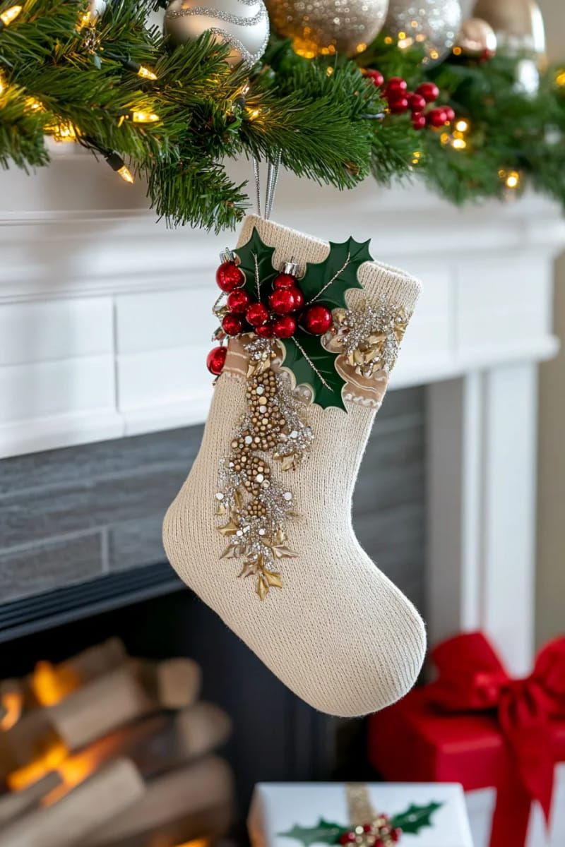 glue on sparkling sequins and beads for a glamorous, shimmery stocking 1