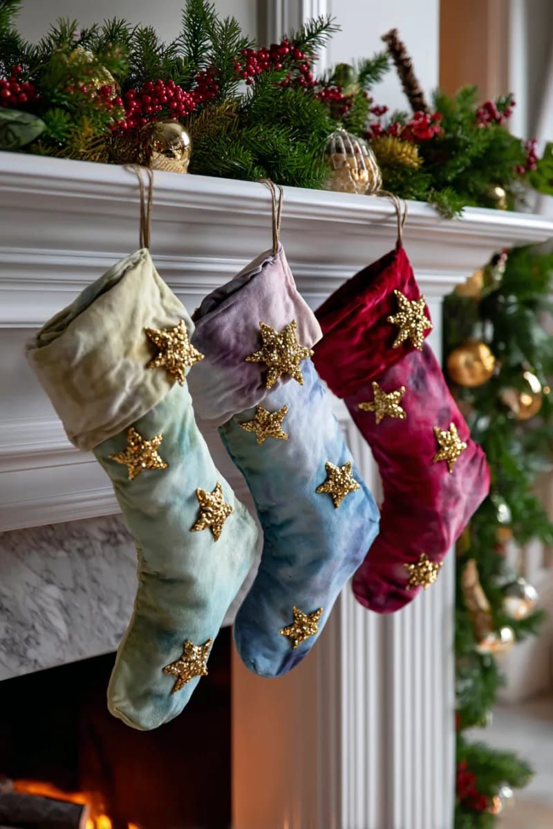 paint watercolor ombré backgrounds and embellish with gold stars 1