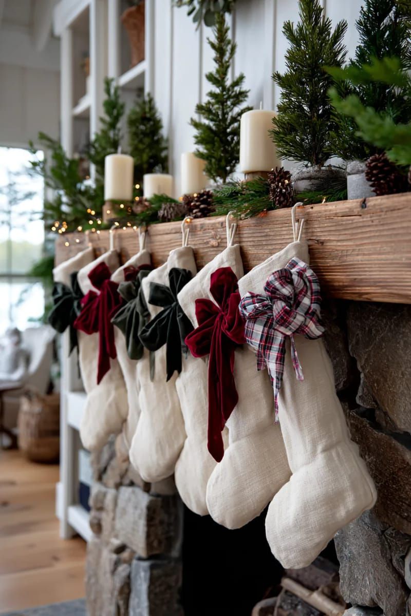decorate with plaid bows and velvet ribbons for a cozy farmhouse touch 1