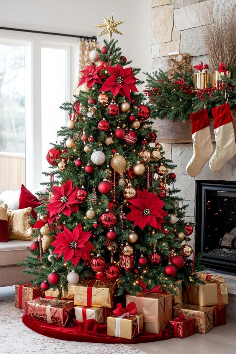 classic red and gold tree with oversized ornaments for a dramatic statement 1