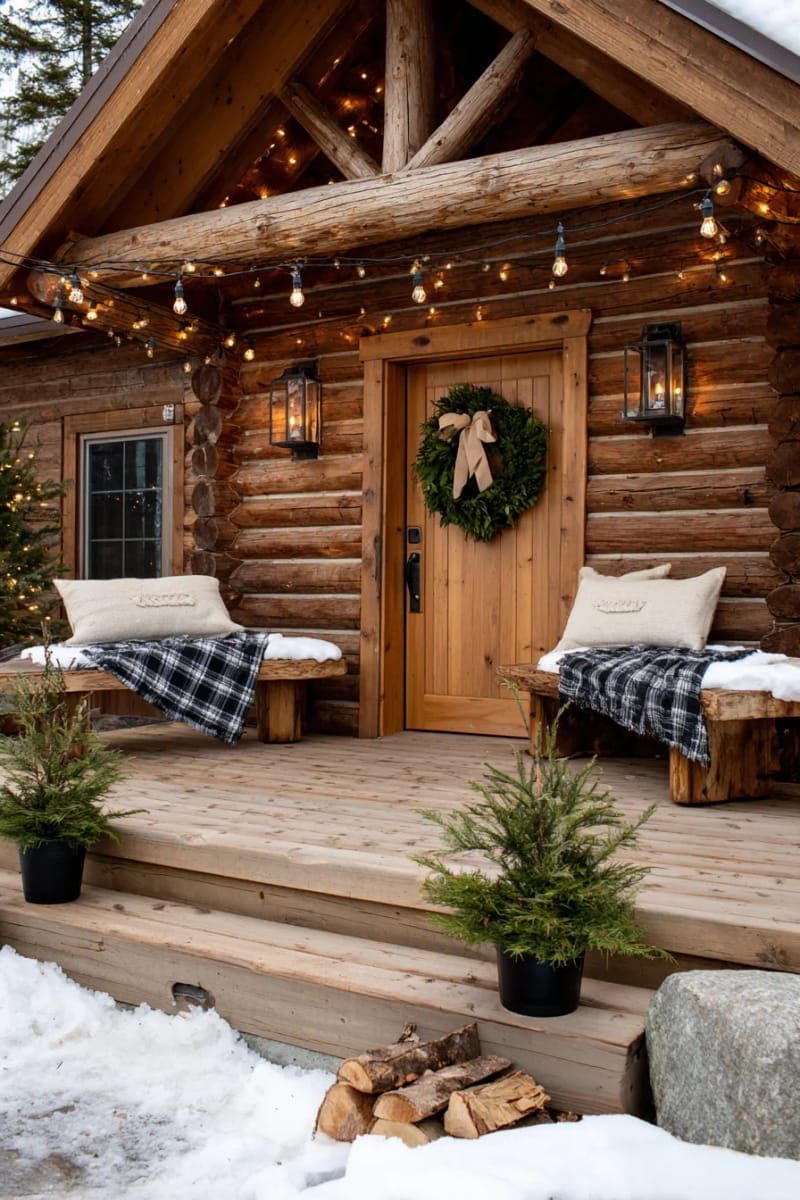 simple evergreen wreath with pinecones and burlap bow for the front door 1