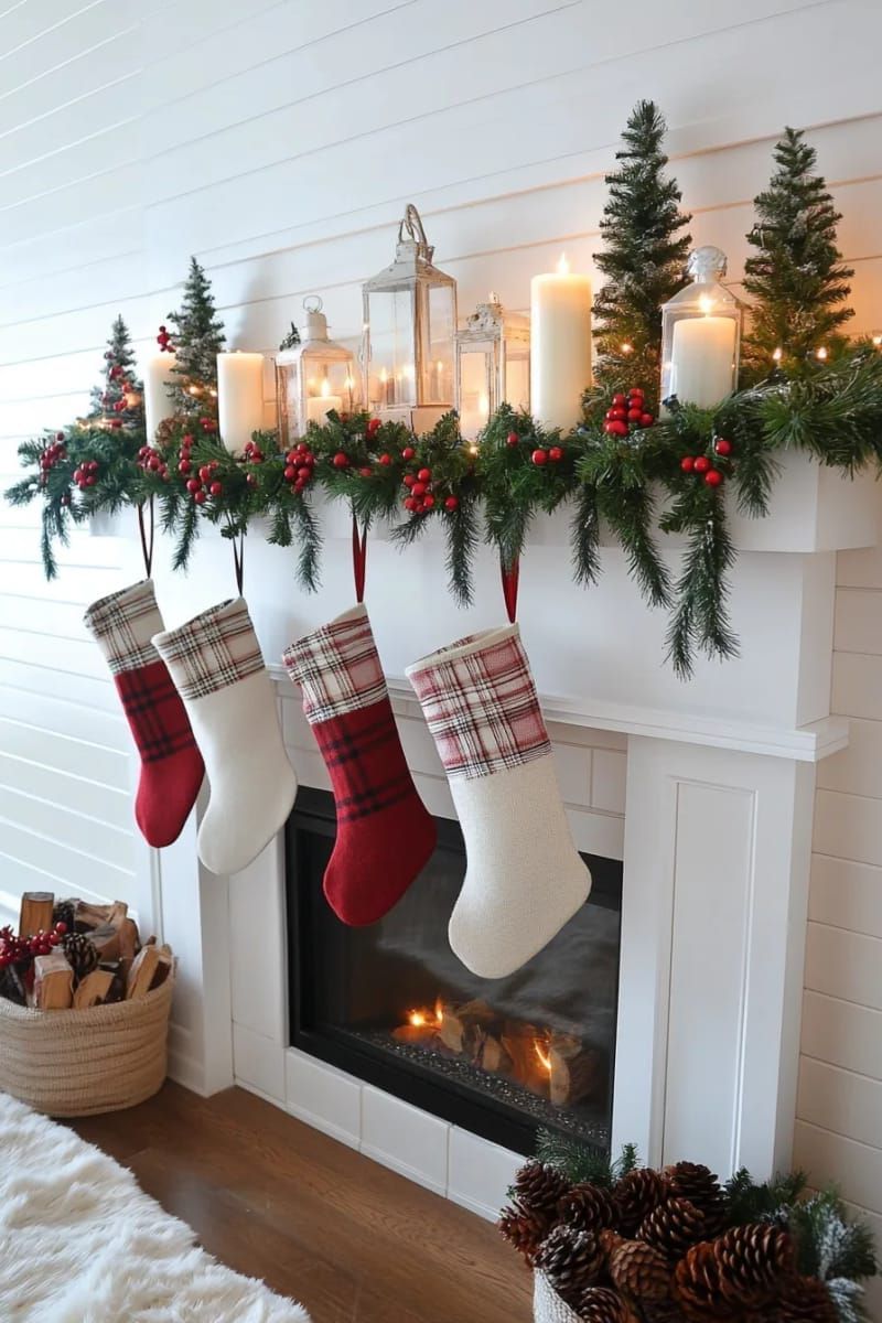 pinecone garland with red berries and rustic twine for a mantel accent 1