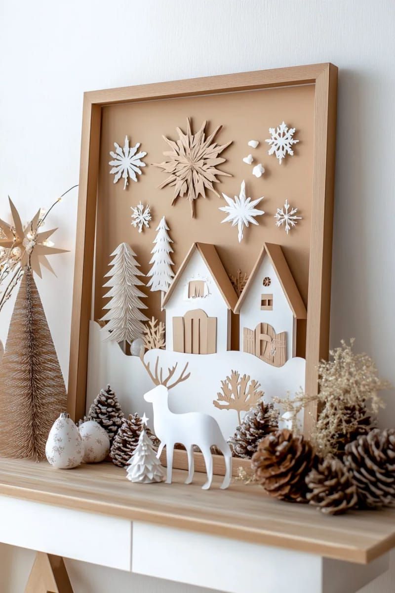 framed 3d paper christmas scenes for unique wall art 1