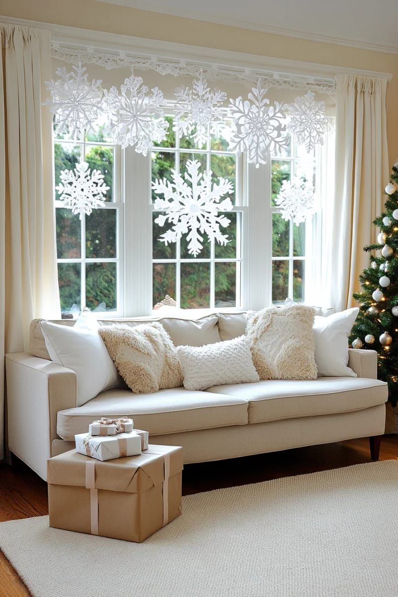 delicate paper lace snowflake garlands in pure white for windows 1