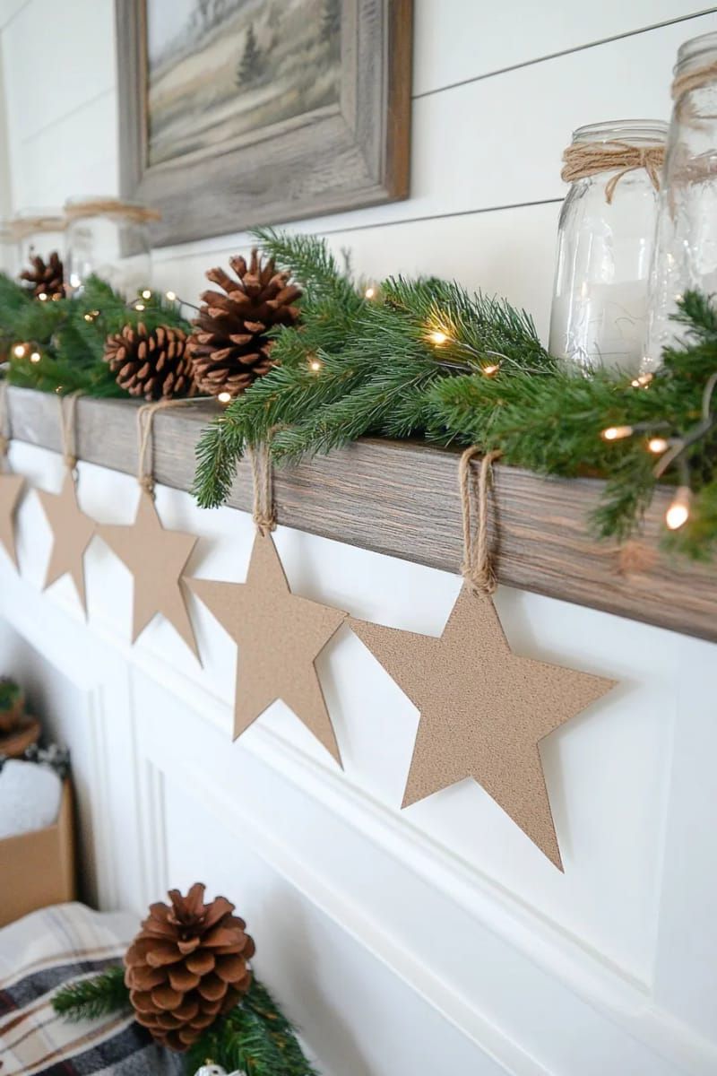 rustic kraft paper star garlands with twine for country christmas charm 1