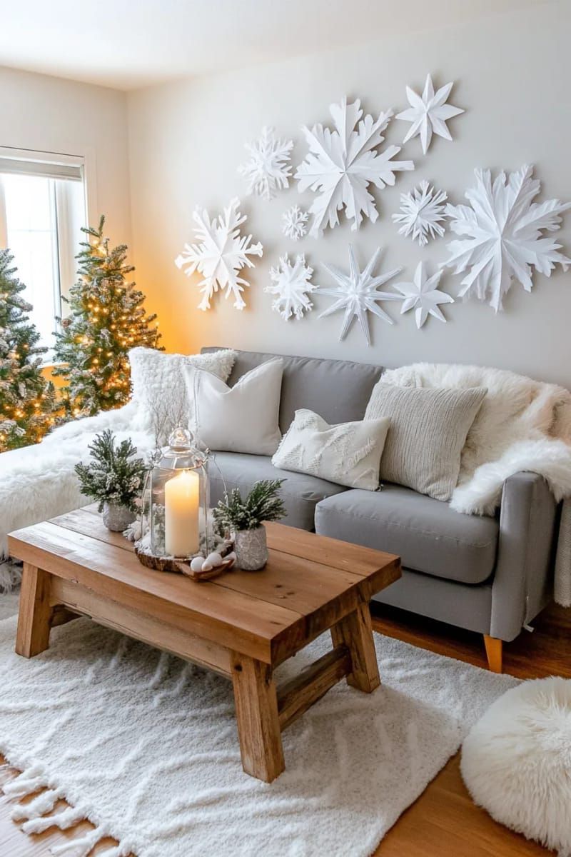 layered 3d paper snowflake stars for dramatic winter wall decorations 1