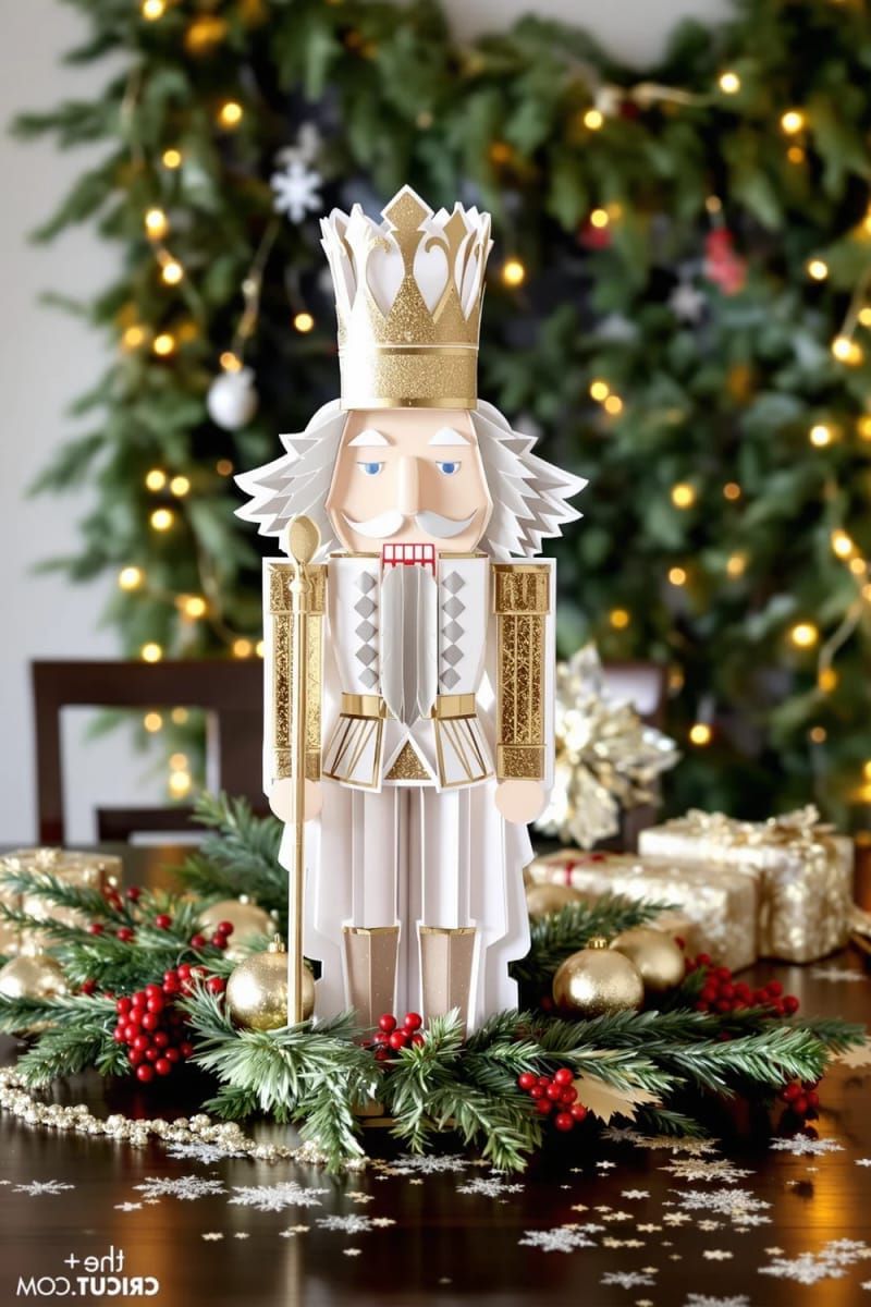 layered paper nutcracker centerpiece with shimmering foil accents 1