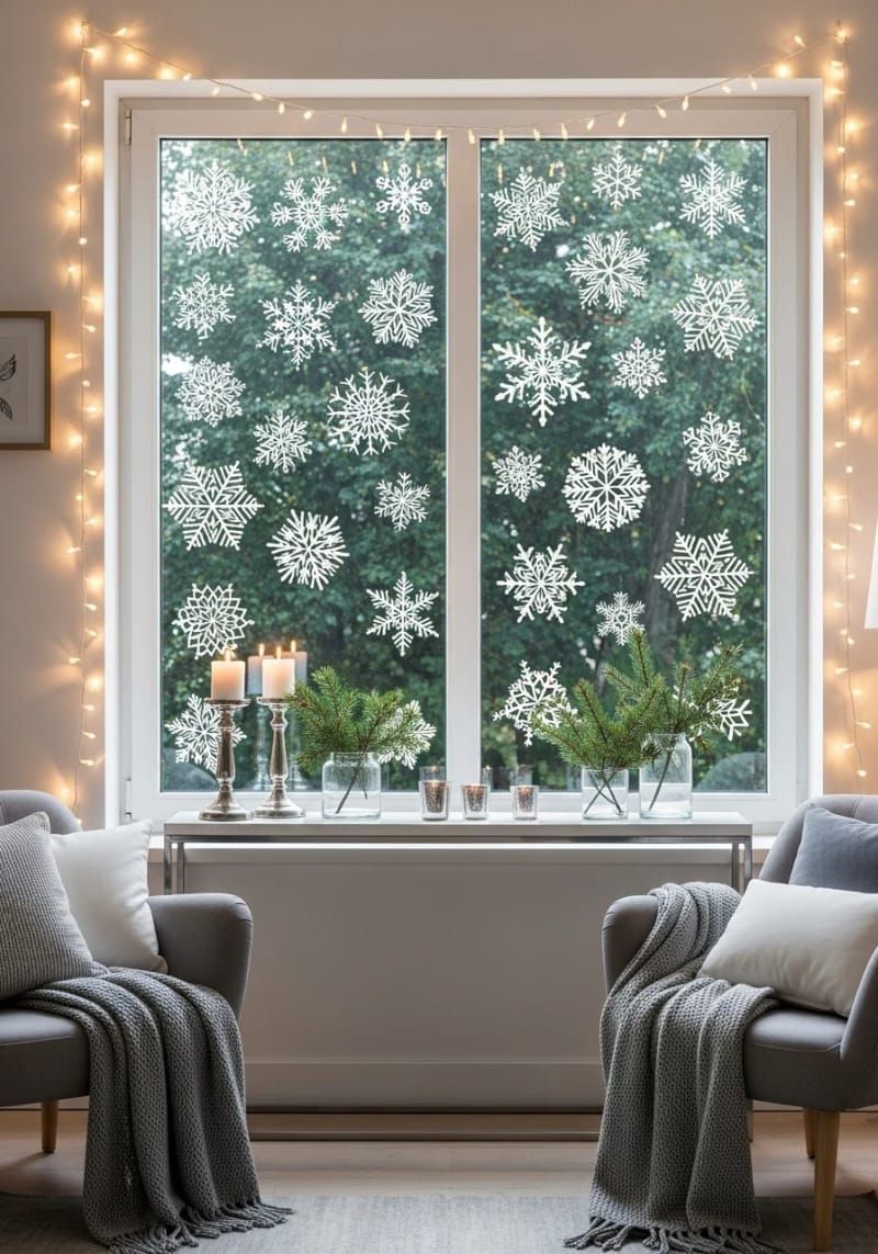 sleek vinyl snowflake window clings for a frosty effect 1