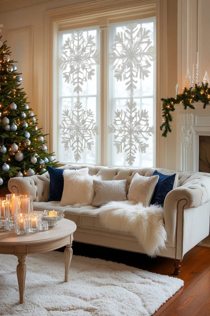 sleek vinyl snowflake window clings for a frosty effect 1