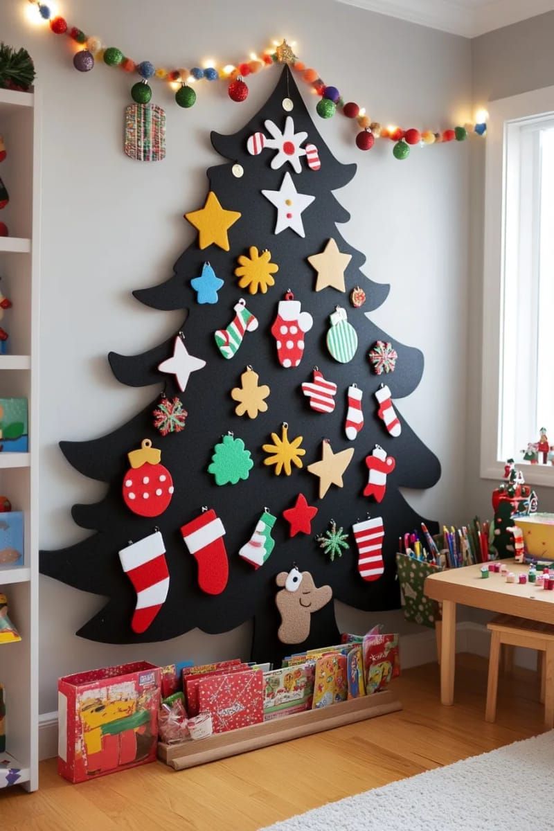magnet board christmas tree with movable felt ornaments for interactive fun 1