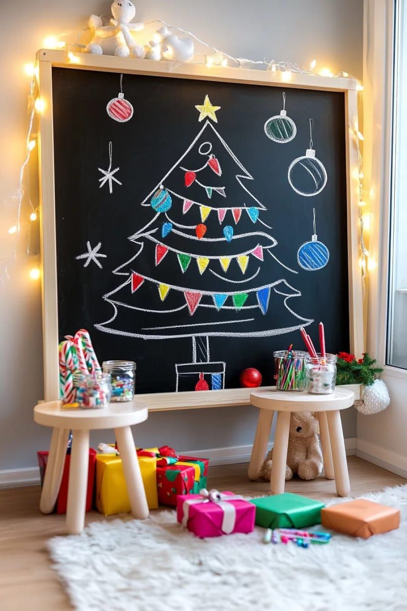 chalkboard wall tree for doodling new decorations each day 1
