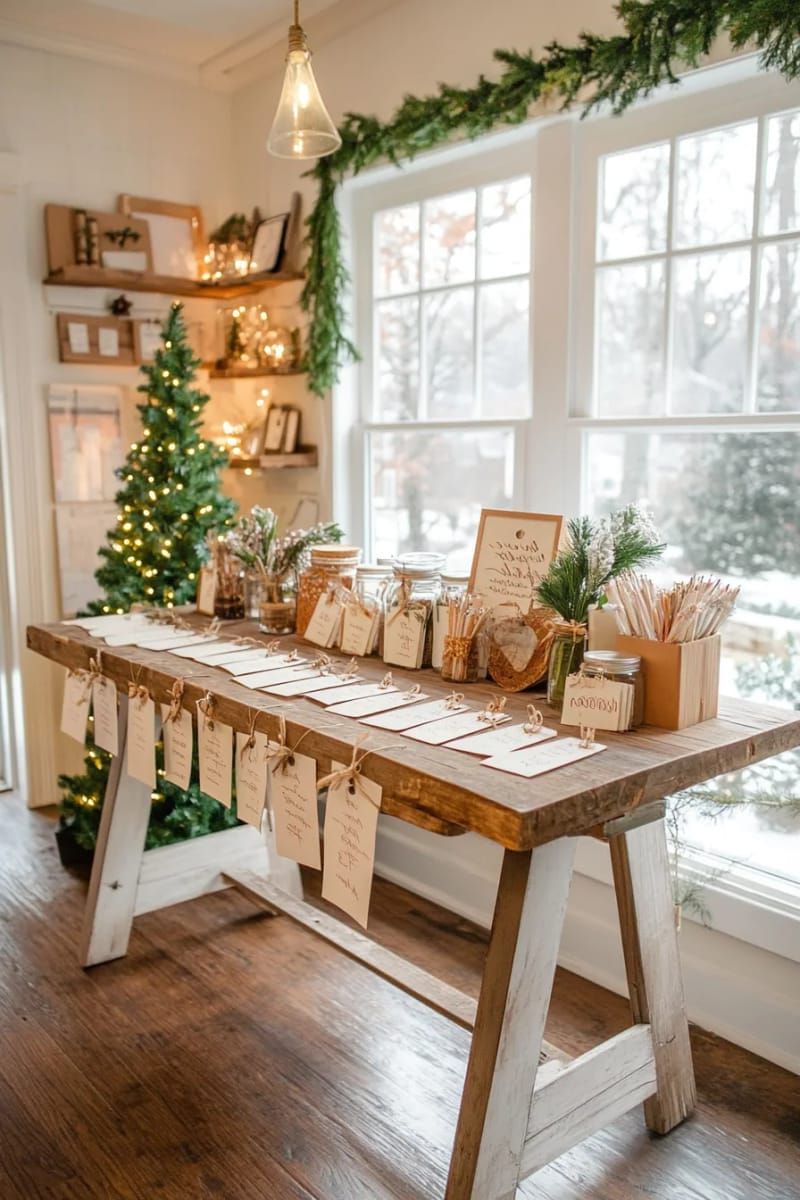 upcycled greeting card gift tags with gold ribbon and hand lettering 1