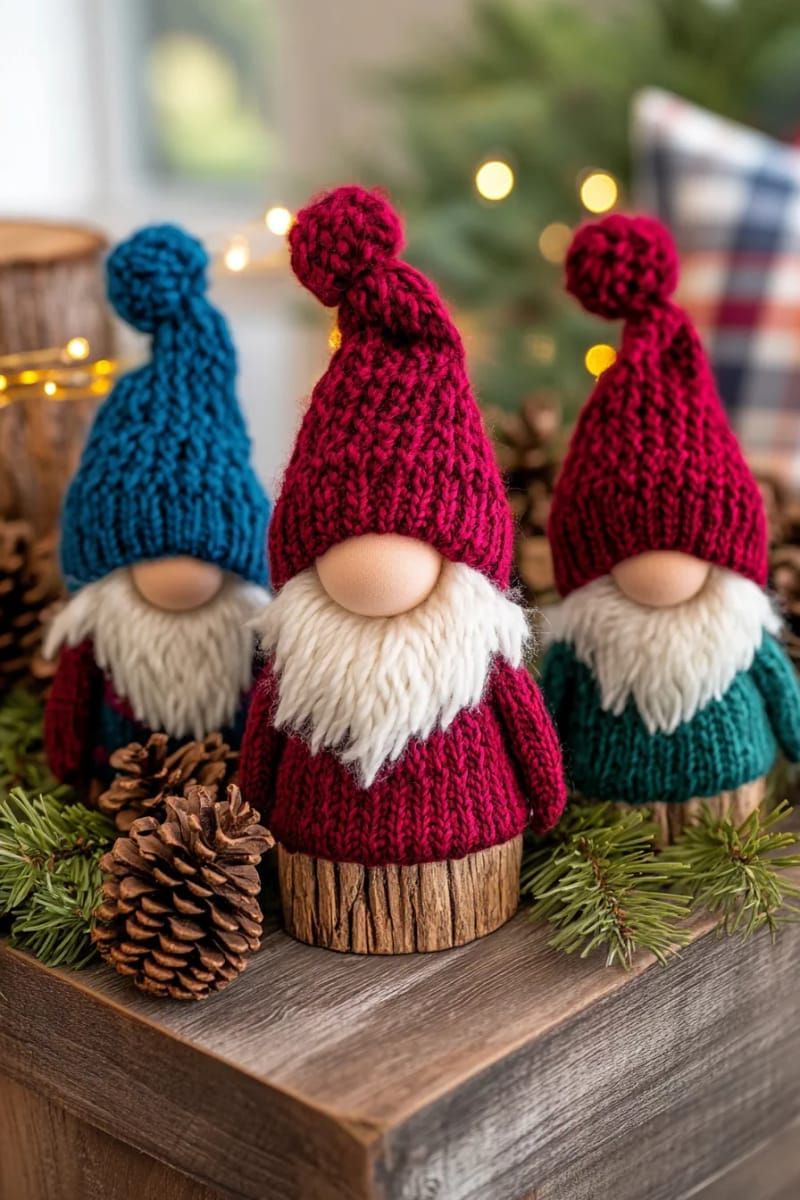 sweater sleeve gnome dolls with faux fur beards and woolen hats 1