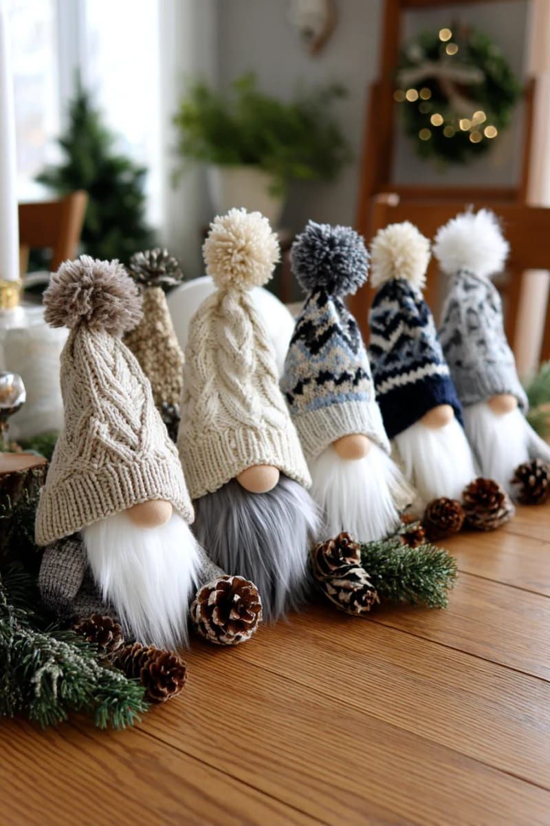 sweater sleeve gnome dolls with faux fur beards and woolen hats 1