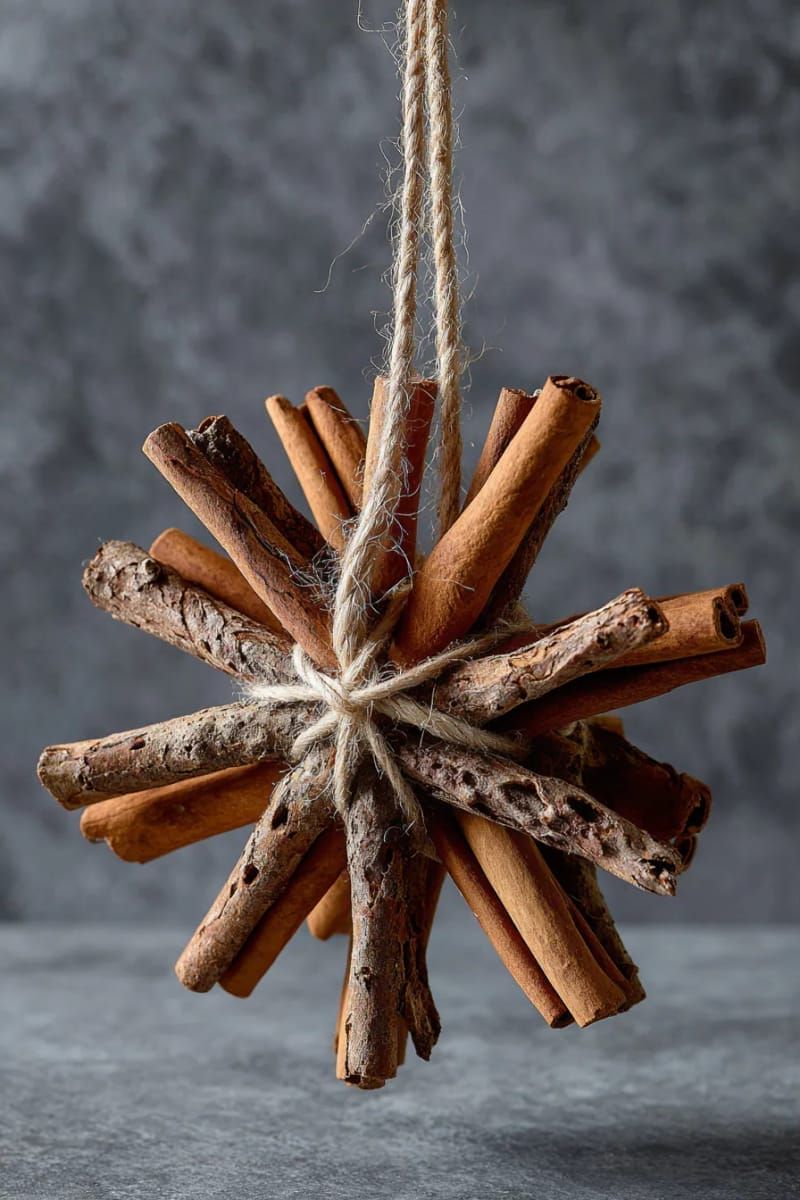 hanging starburst made from cinnamon sticks and twine 1