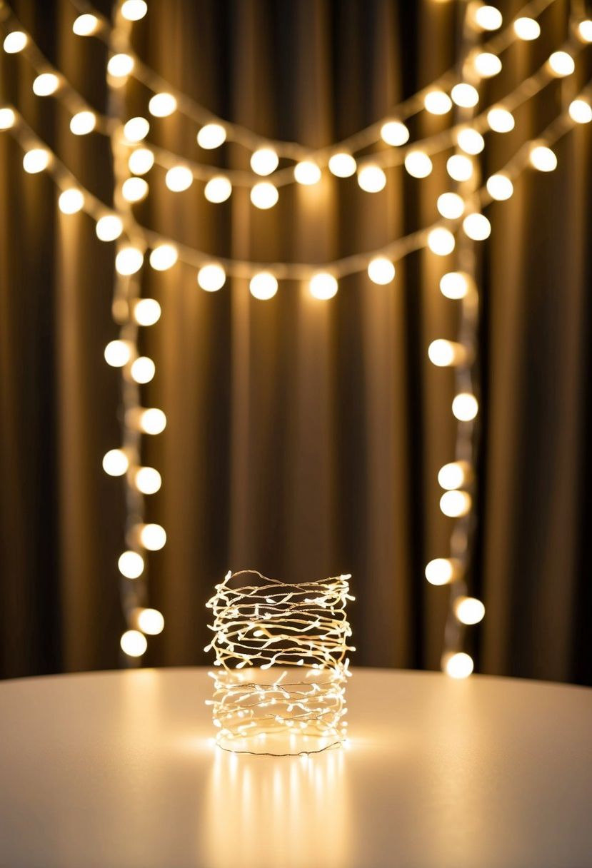 A table adorned with twinkling fairy lights, creating a magical backdrop for capturing stunning photos