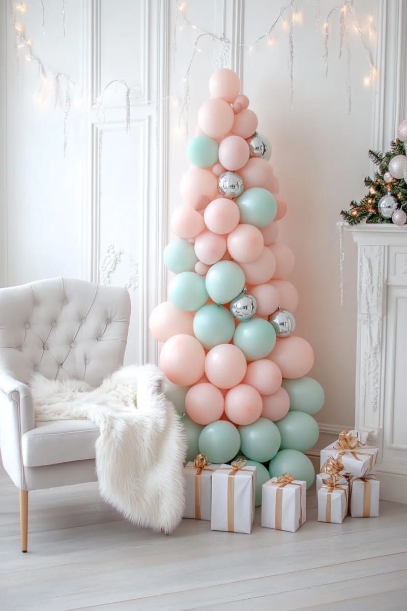 pink and mint balloon tree for a modern, pretty color pop twist 1
