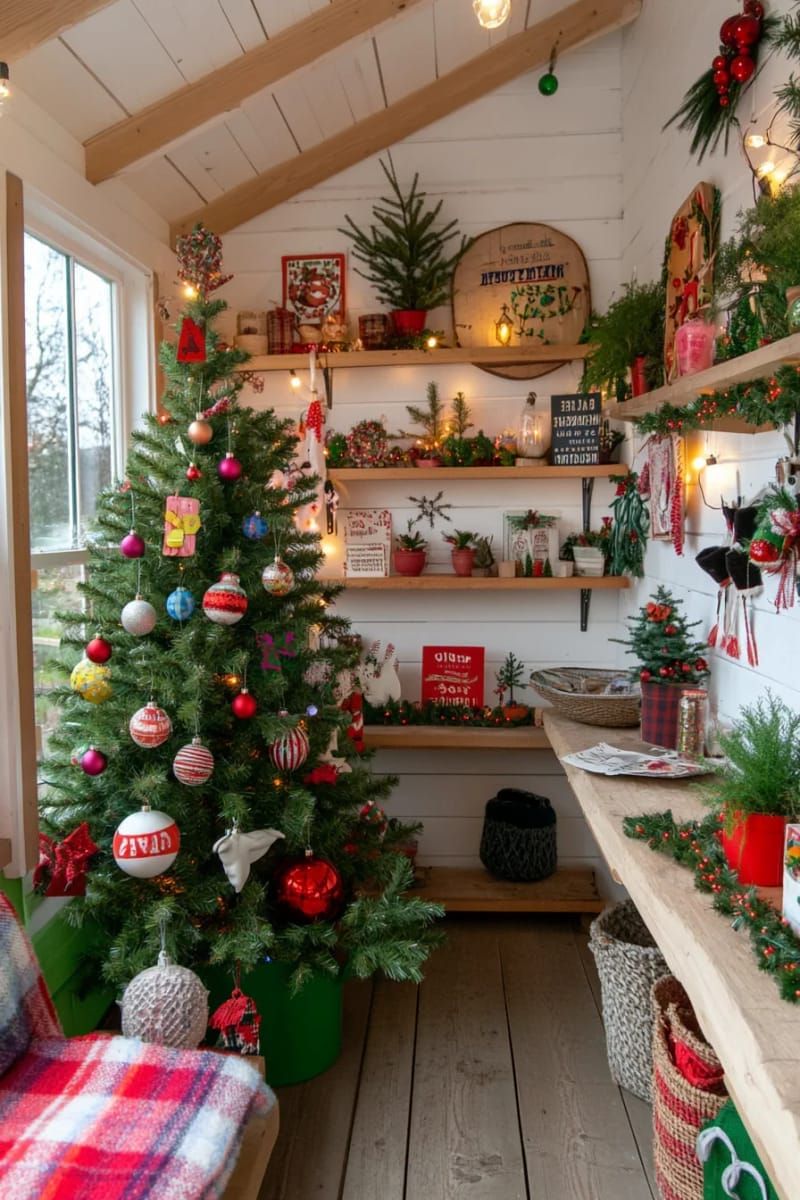 eclectic tree using mismatched ornaments and quirky, handmade decorations 1