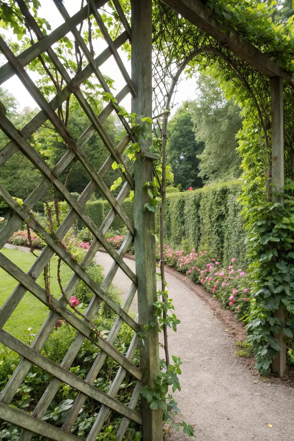 9. Vine-Draped Lattice Panels