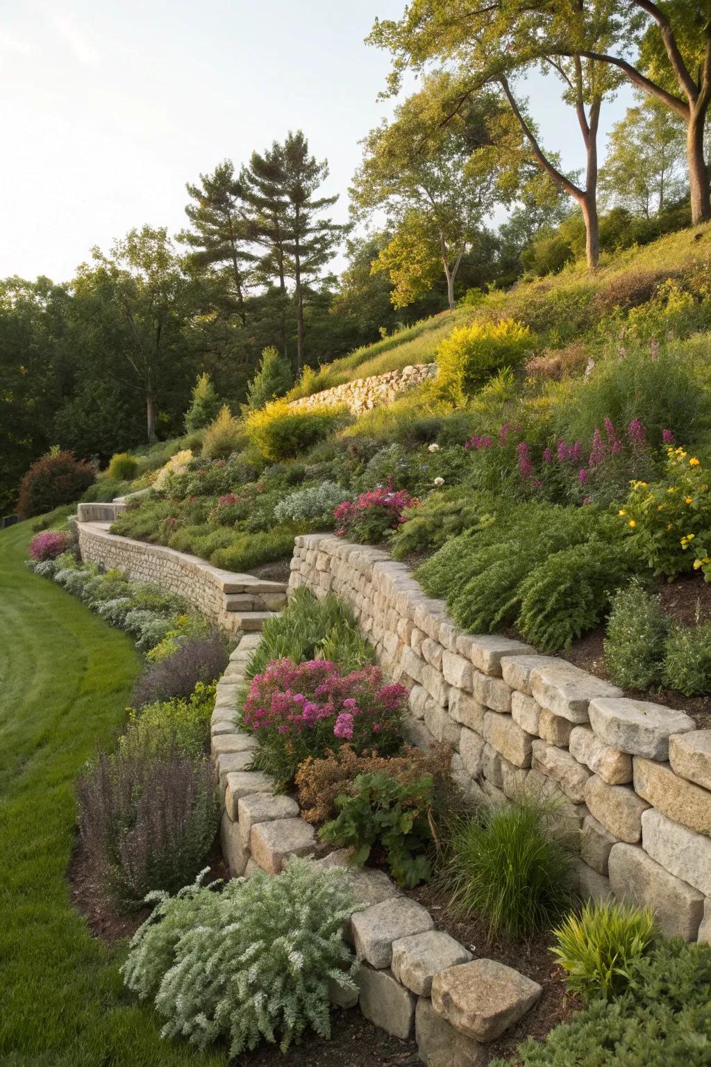 7. Frame It with Borders and Retaining Walls