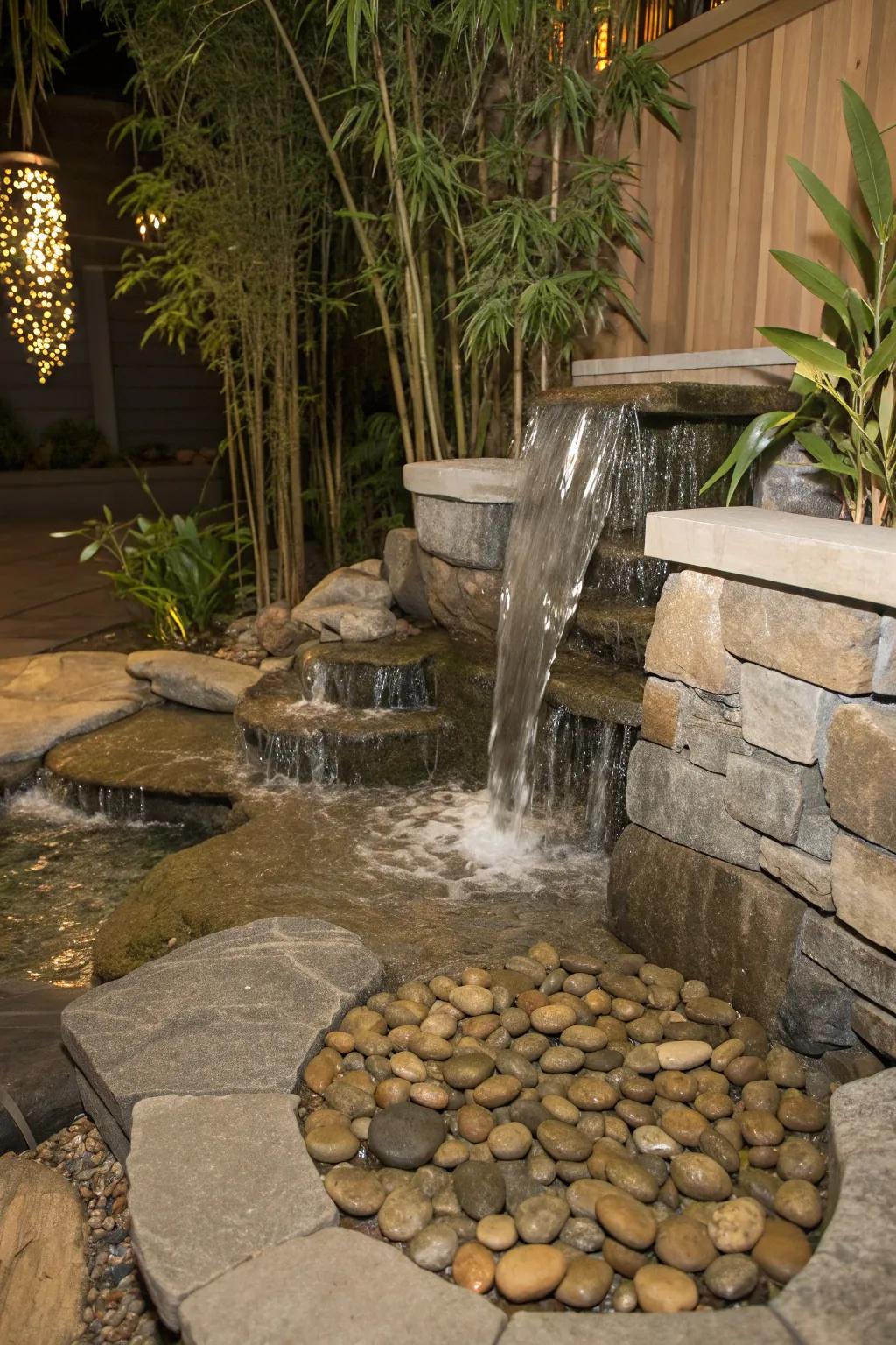 12. Zen-Style Flagstone Waterfall