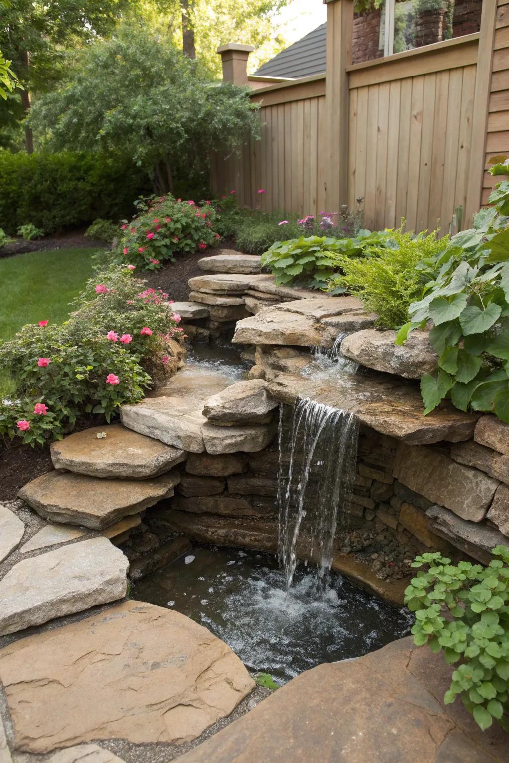 1. Small-Space Flagstone Waterfall